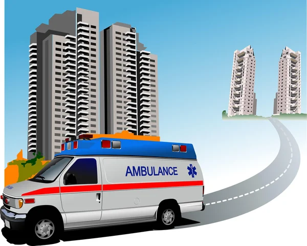 Dormitory and ambulance illustration — Stockfoto
