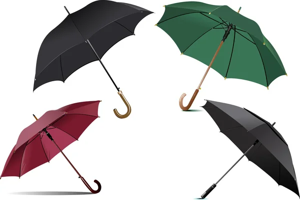 Four types of opened rain umbrella illustration — Stockfoto