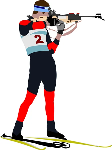 Biathlon runner colored silhouettes illustration — ストック写真