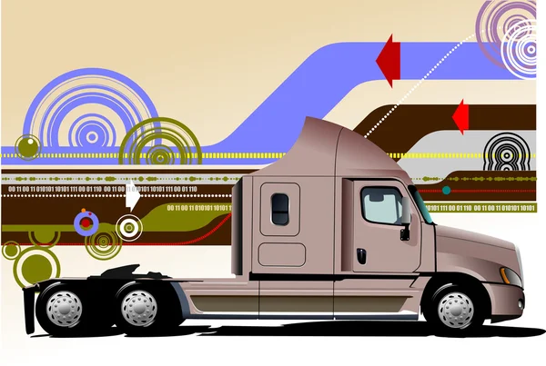 Абстрактний високотехнологічний фон з рожевим зображенням вантажівки — стокове фото