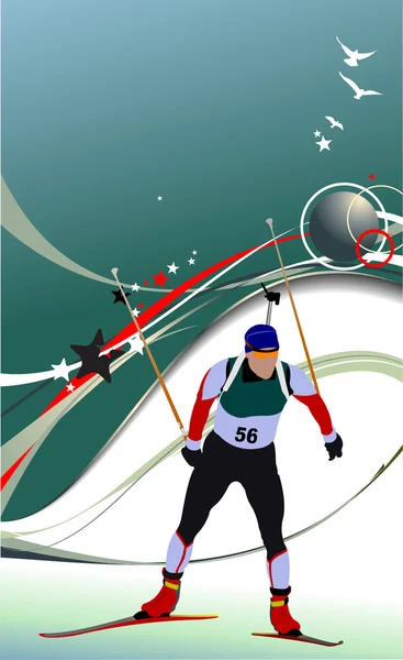 Biathlon runner colored silhouettes illustration — Zdjęcie stockowe