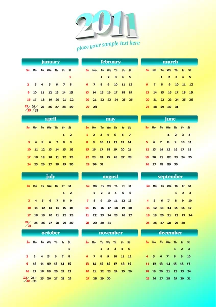 2011 calendar. Colored illustration — Φωτογραφία Αρχείου