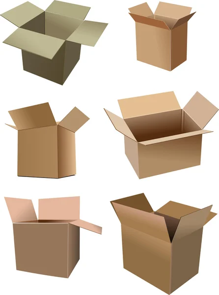 Conjunto de cajas de cartón aisladas sobre fondo blanco — Foto de Stock