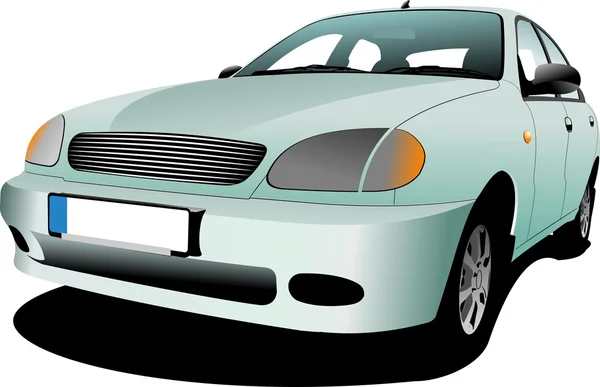 Light blue car on the road. Colored illustration for desi — Stock Photo, Image