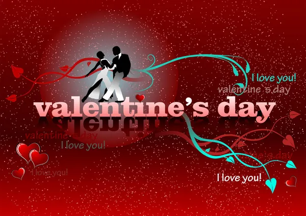 Dia dos Namorados fundo vermelho com par de tango. 14 de Fevereiro. vec — Fotografia de Stock