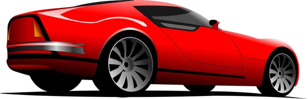 Red sport car on the road. Colored illustration for desi — Stok fotoğraf