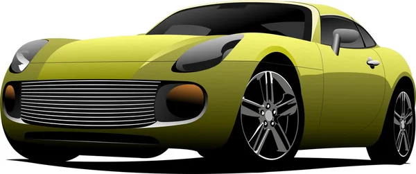Yellow sport car on the road. Colored illustration for d — Stock Photo, Image