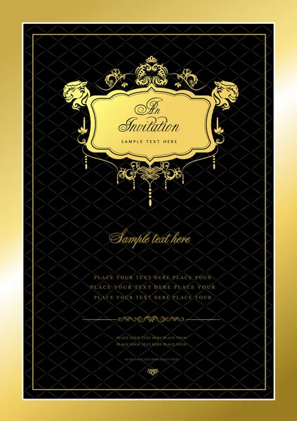 stock image Invitation gold card. Wedding or Valentine`s Day illustr