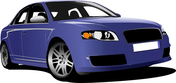 Blue car on the road. Colored illustration for designers — Stok fotoğraf