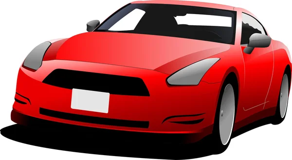 Cupé de carro vermelho na estrada. Ilustração colorida para desig — Fotografia de Stock