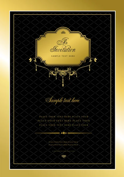 stock image Invitation gold card. Wedding or Valentine`s Day illustr