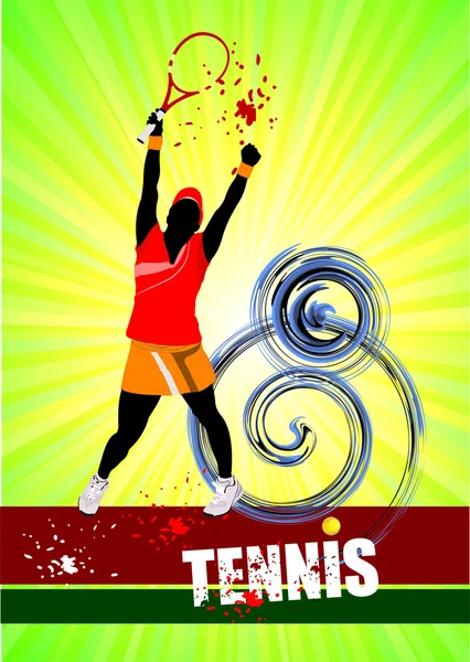Woman Tennis player poster. Colored illustration for desi — Stok fotoğraf
