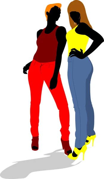 Women silhouettes illustration — Stok fotoğraf