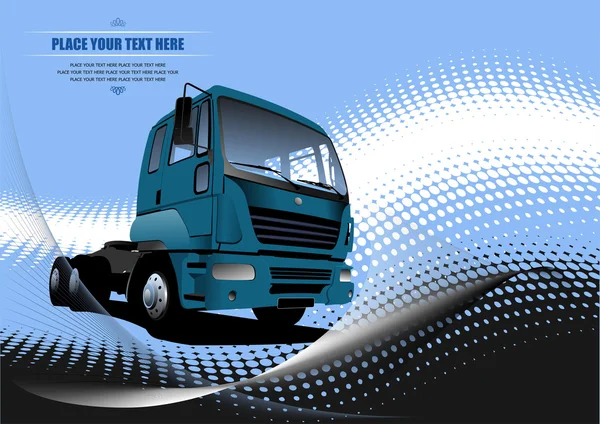 Blue abstract background with truck image illustration — Φωτογραφία Αρχείου