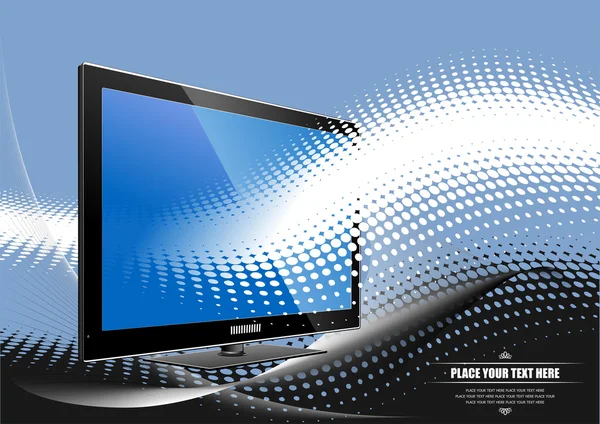 Blå Prickig bakgrund med platt datorskärm. display. Vect — Stockfoto