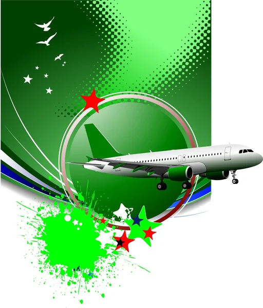 Пассажирский самолет на воздушной иллюстрации — стоковое фото