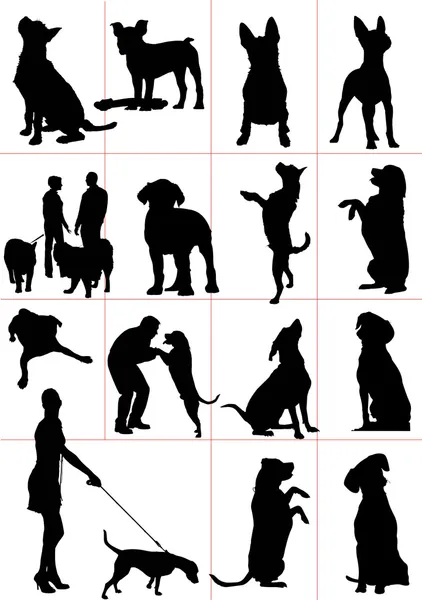 Set of dogs silhouette illustration — 图库照片