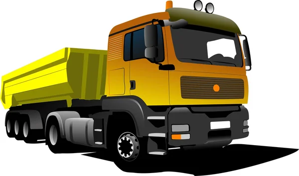 Желтый грузовик на дороге — стоковое фото