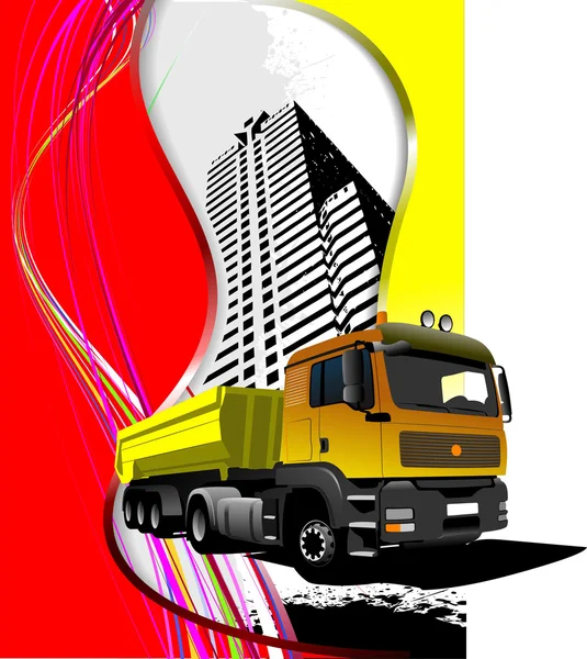 Grunge abstract city background with truck image illustr — ストック写真