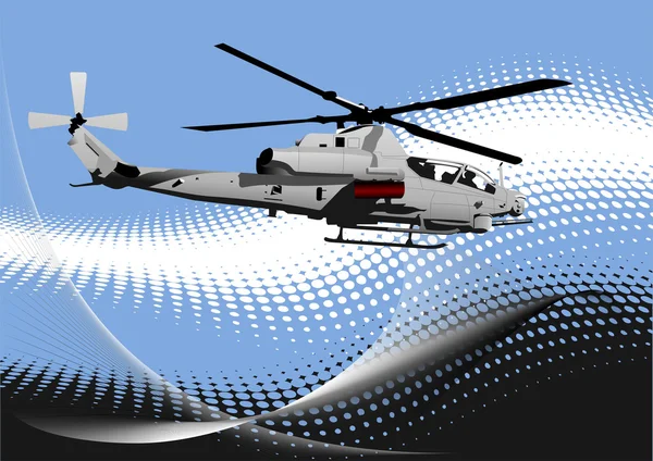 Fuerza aérea. Helicóptero de combate en el fondo punteado il —  Fotos de Stock