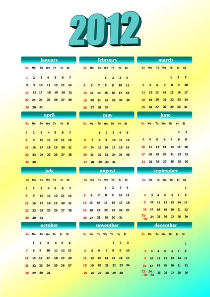 2012 calendario ilustración —  Fotos de Stock