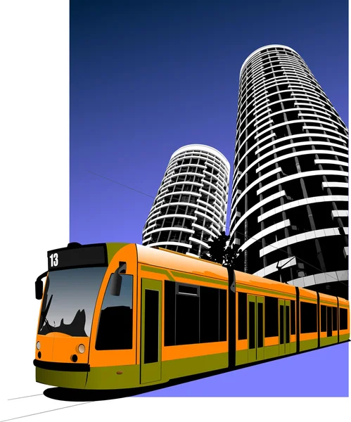 Transportasi kota. Ilustrasi Tram — Stok Foto
