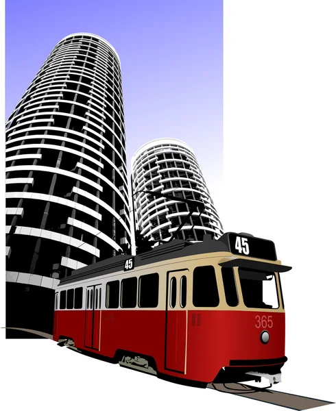 City transport. Tram illustration — 图库照片