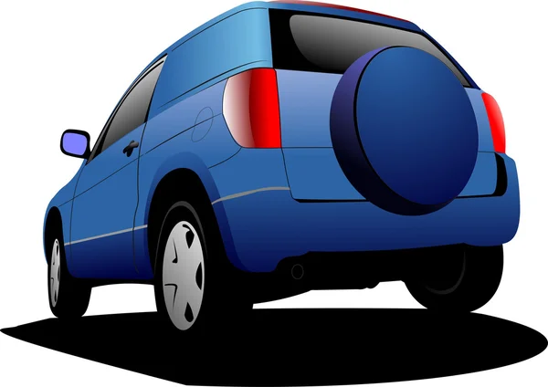 Blue colored car minivan on the road illustration — Stok fotoğraf