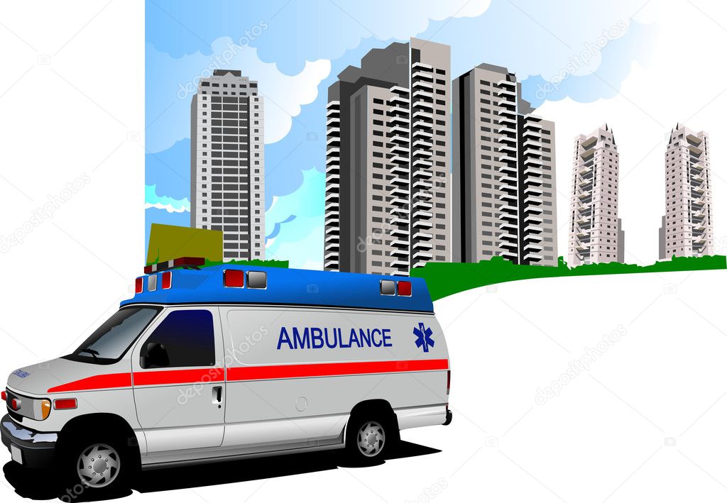Dormitory and ambulance illustration