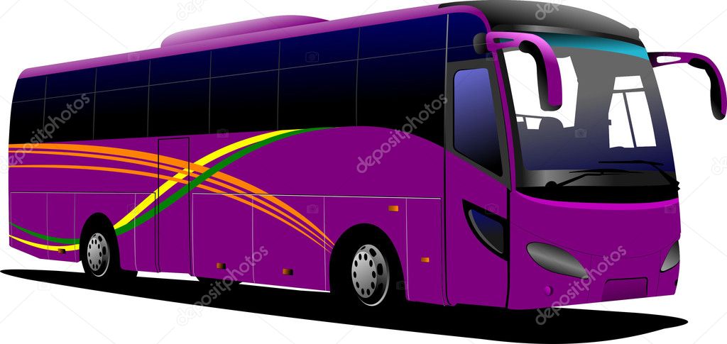 Purple bus. Tourist coach illustration for designers