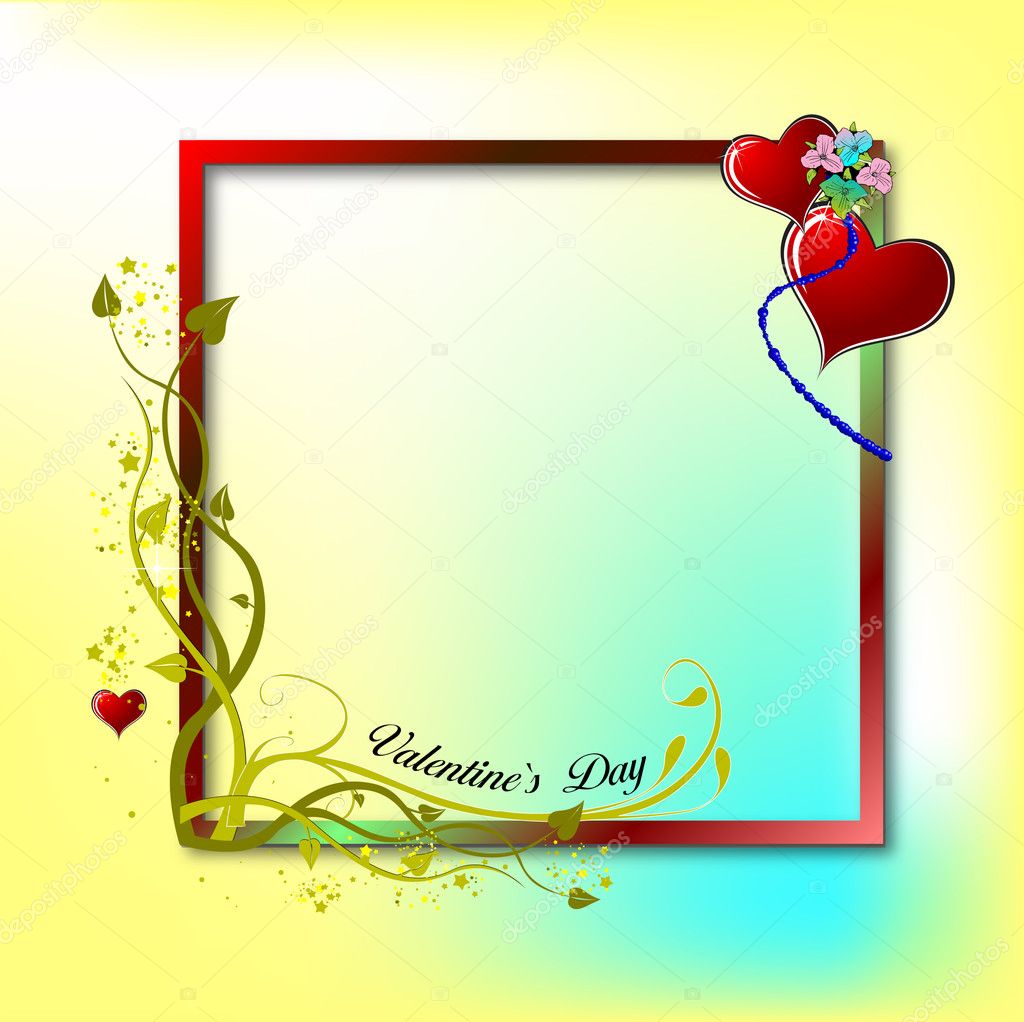 Valentine`s day frame with hearts images. Place for text illustrat