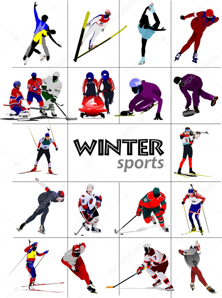 Big set of Winter sports illustration