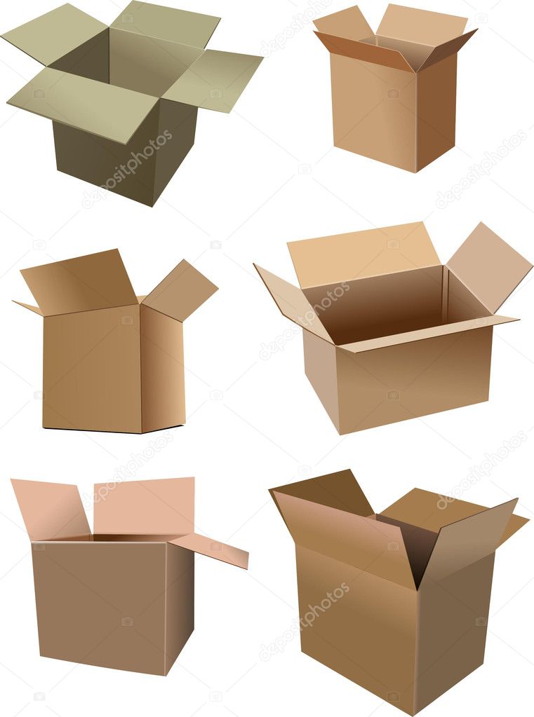 Set of carton boxes isolated over a white background
