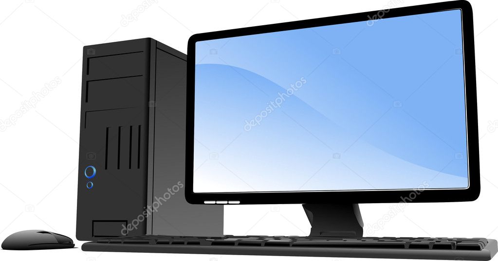  illustration of desktop PC or server station. Mac.