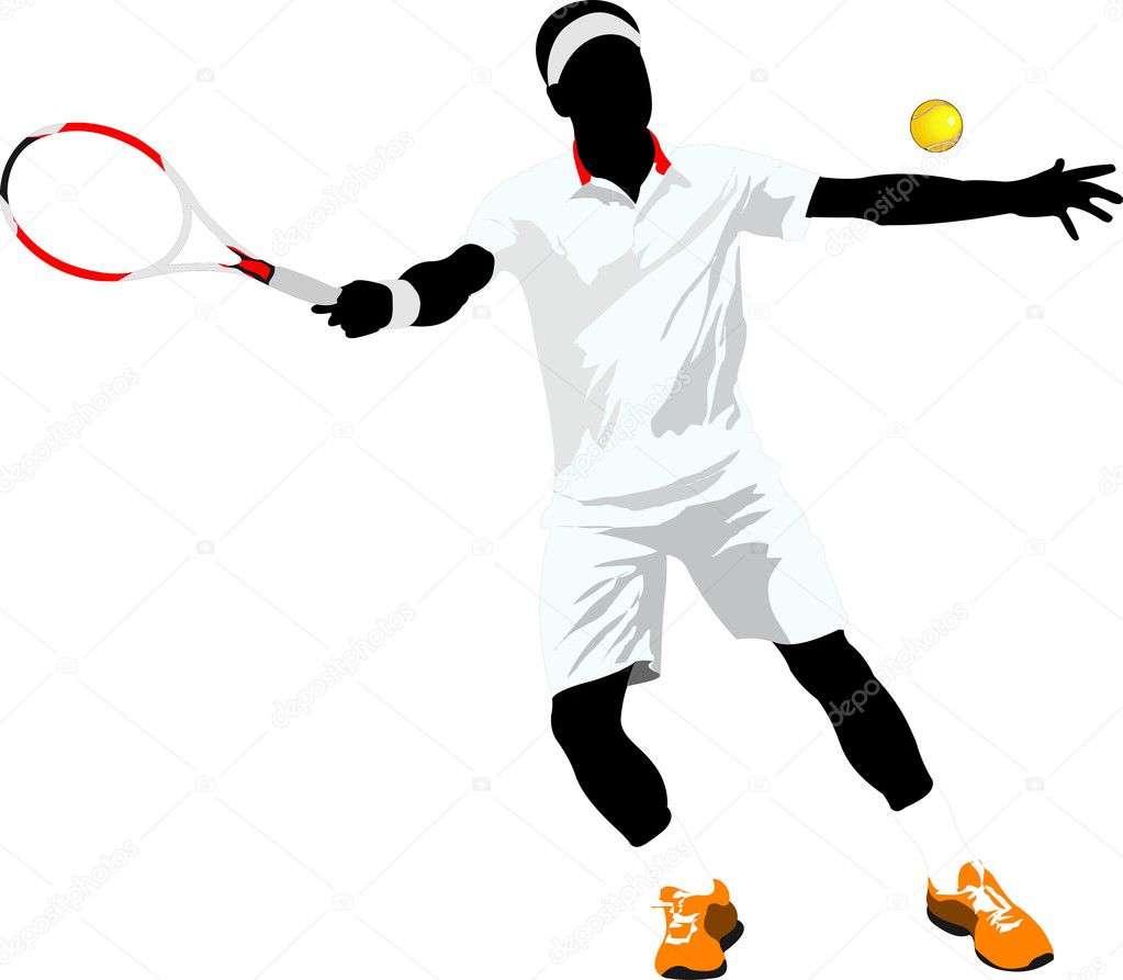 Tennis player. Colored illustration for designers