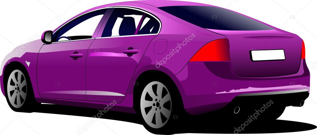 Purple colored car sedan on the road illustration