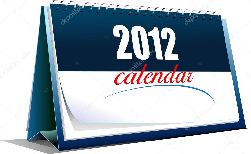  illustration of desk calendar. 2012 year