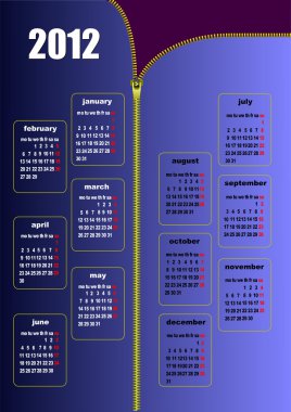 2012 takvimi ile fermuar imge. vektör çizim