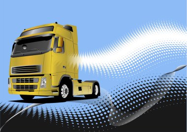 Blue abstract background with truck image. Vector illustration clipart