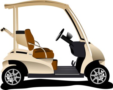 Electrical golf car on isolated white background. Vector illustr clipart