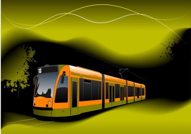 City transport on black-yellow background. Underground. Metro. Vector illus clipart