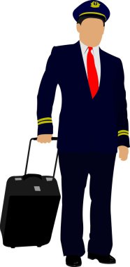 Pilot with suitcase. Vector illustration clipart