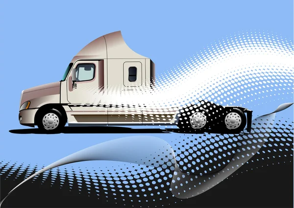 Blå abstrakt bakgrund med lastbil bild. Vektorillustration — Stock vektor