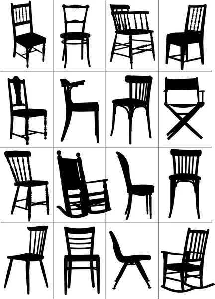 Big set of home chair silhouettes. Vector illustration — Stock Vector