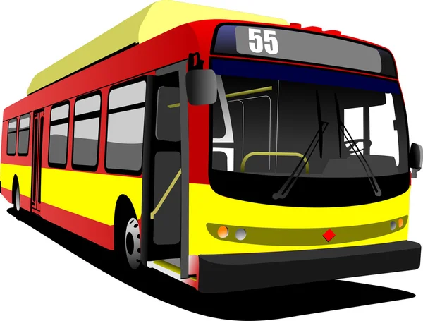 Bus urbano rosso. Allenatore. Illustrazione vettoriale — Vettoriale Stock