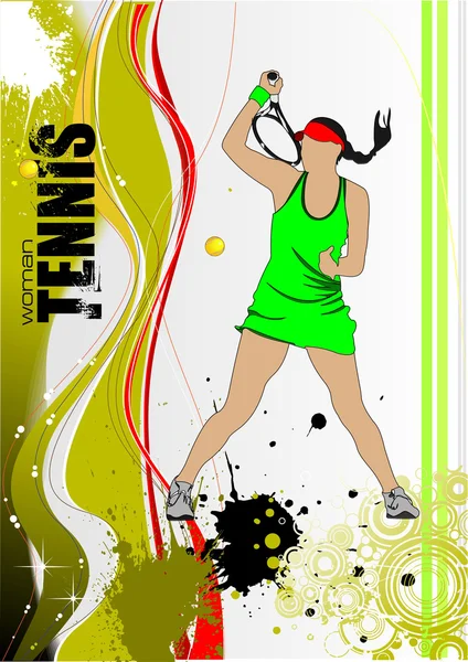 Αφίσα παίκτη του τένις. Χρωματιστή διανυσματική απεικόνιση για σχεδιαστές — Διανυσματικό Αρχείο