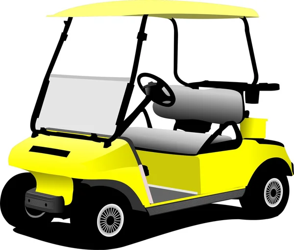 Carro de golfe elétrico em fundo branco isolado. Vector illustr — Vetor de Stock