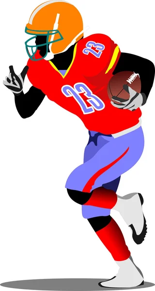 Le silhouette del giocatore di football americano in azione. Vettore illustr — Vettoriale Stock