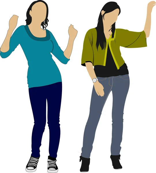 Två kvinnor silhuetter. vektor illustration — Stock vektor