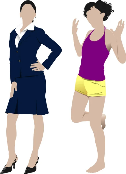 Twee vrouwen silhouetten. vectorillustratie — Stockvector